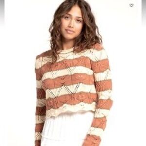 Tilly’s RSQ Women’s Striped Knit Cropped Sweater Size S NWT